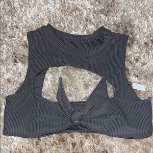 FRANKIES BIKINIS GREY SWIM SUIT TOP